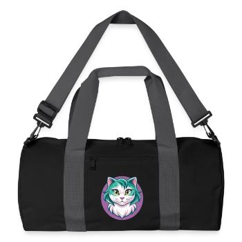 Amerikanische Locke Katze Rasse Karikatur Kawaii Tier Haustier - Recycelte Duffel Bag - Schwarz/Graphitgrau - Vorne