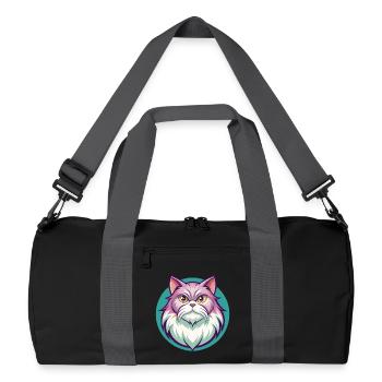 British Longhair Cat Breed Cartoon Kawaii Animal - Recycled Duffel Bag - black/graphite grey - Front
