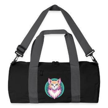 Ginger Longhair Cat Breed Cartoon Kawaii Animal - Recycled Duffel Bag - black/graphite grey - Front