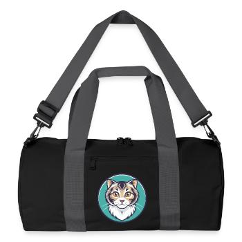 Amerikanische Locke Katze Rasse Karikatur Kawaii Tier Haustier - Recycelte Duffel Bag - Schwarz/Graphitgrau - Vorne