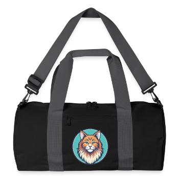 Ginger Longhair Cat Breed Cartoon Kawaii Animal - Recycled Duffel Bag - black/graphite grey - Front