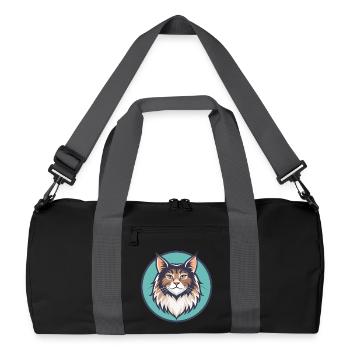 German Longhair Cat Breed Cartoon Kawaii Animal - Recycled Duffel Bag - black/graphite grey - Front
