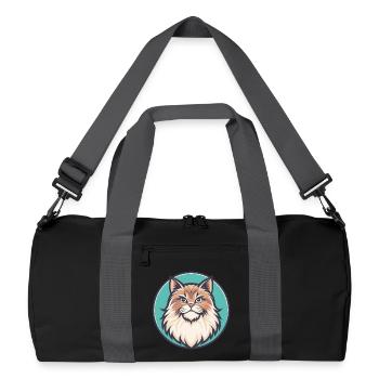 British Longhair Cat Breed Cartoon Kawaii Animal - Recycled Duffel Bag - black/graphite grey - Front