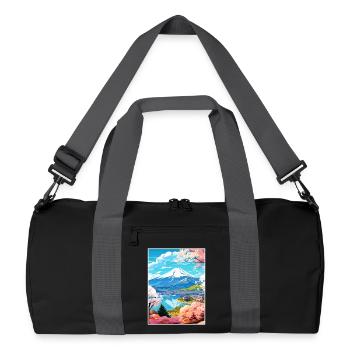 Japan Tokyo Travel Poster Souvenir Postcard Paint - Recycled Duffel Bag - black/graphite grey - Front