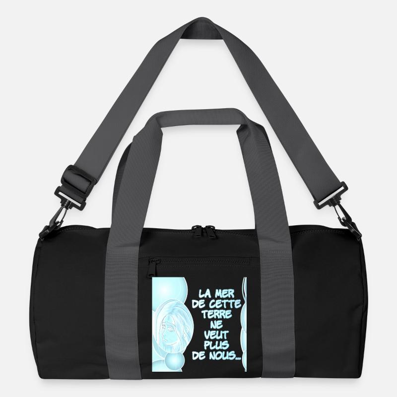 Das Meer dieses Landes will uns nicht mehr 2.0 - Recycelte Duffel Bag - Schwarz/Graphitgrau