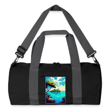 Belize Karibik Reise Poster Souvenir Farbe WPA - Recycelte Duffel Bag - Schwarz/Graphitgrau - Vorne