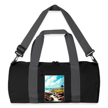 The Link At Spanish Bay Golf Travel Poster Card - Recycled Duffel Bag - black/graphite grey - Front