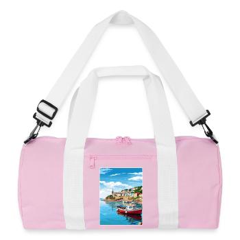 Looe Angleterre Affiche de voyage Souvenir Carte Postale Peinture - Sac de sport recyclé - rose/blanc - Devant