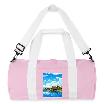Bodensee Deutschland Europäisches Reiseposter WPA - Recycelte Duffel Bag - Rosa/Weiß - Vorne
