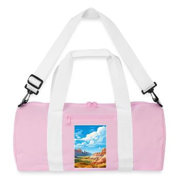 Badlands Nationalpark Reise Poster Souvenir WPA - Recycelte Duffel Bag - Rosa/Weiß - Vorne
