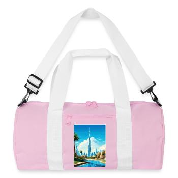Illustration de la ligne d’horizon de Dubaï - Sac de sport recyclé - rose/blanc - Devant