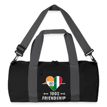 Indien und Italien 100% Freundschaft - Recycelte Duffel Bag - Schwarz/Graphitgrau - Vorne
