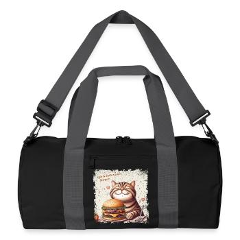Life is better with Burgers - happy Cat - Recycelte Duffel Bag - Schwarz/Graphitgrau - Vorne