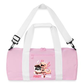 Axolotl aber erstmal Kaffee Geschenk - Recycelte Duffel Bag - Rosa/Weiß - Vorne