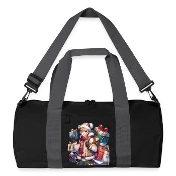 Winterliches Manga Geschenk-Design für Weihnachten - Recycelte Duffel Bag - Schwarz/Graphitgrau - Vorne