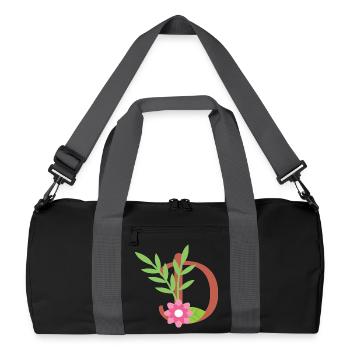 Elegant letter 'D' with flowers - Recycled Duffel Bag - black/graphite grey - Front
