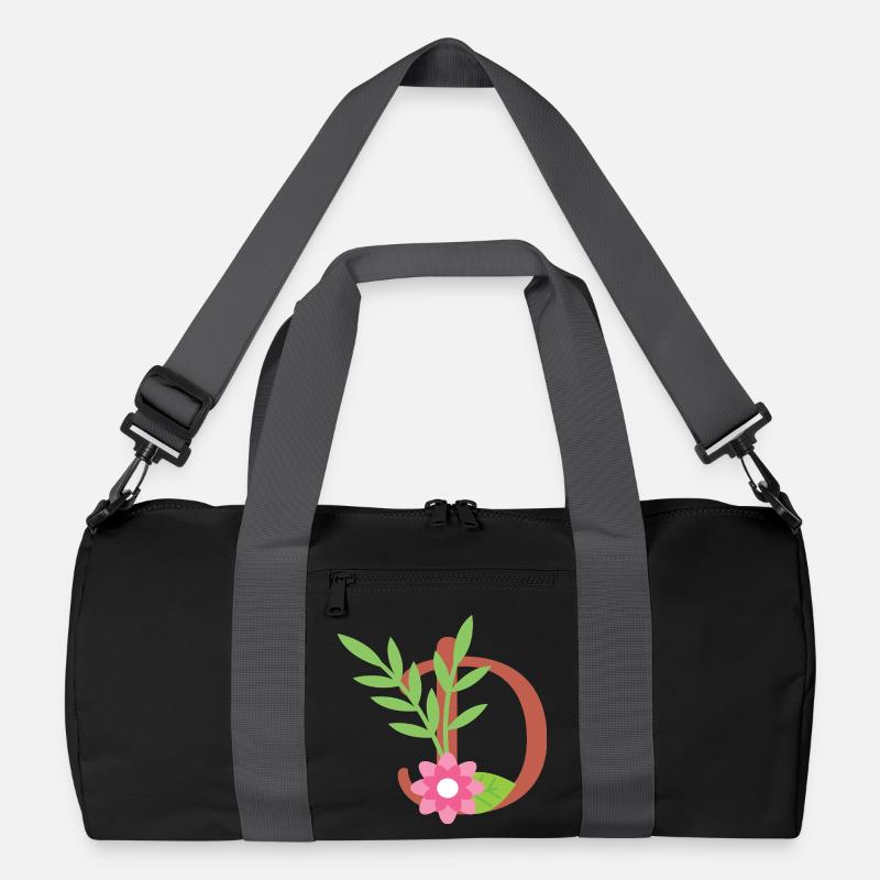 Eleganter Buchstabe 'D' mit Blumen Recycelte Duffel Bag
