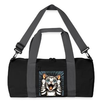 Shocked Cat Cats Gift - Recycled Duffel Bag - black/graphite grey - Front