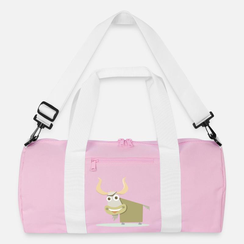 Fröhliche Illustration einer tibetischen Kuh. Recycelte Duffel Bag