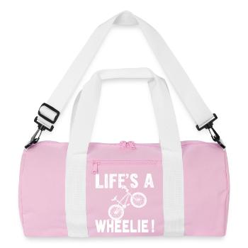 BMX bike fun Wheelie - Sac de sport recyclé - rose/blanc - Devant