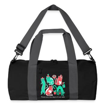 These Are the Days of Our Cats – Retro Cat Art - Recycled Duffel Bag - black/graphite grey - Front