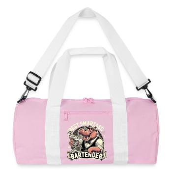 Barman Barman Hippopotame Cadeau Hippopotame - Sac de sport recyclé - rose/blanc - Devant
