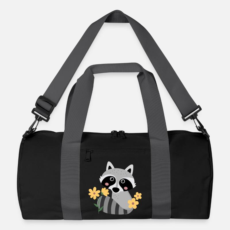 Kleiner Waschbär mit Blumen Recycelte Duffel Bag