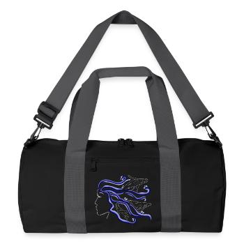 baleine à bosse femme silhouette cheveux dessiné à la main - Sac de sport recyclé - noir/gris graphite - Devant