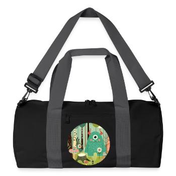 Cute monster in the magical forest - Recycled Duffel Bag - black/graphite grey - Front