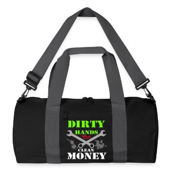 Auto Tuning Schrauber Kult Shirt Dirty Hands (25) - Recycelte Duffel Bag - Schwarz/Graphitgrau - Vorne