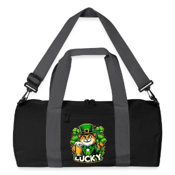 St. Patrick's Day Leprechaun Cat Happy - Recycled Duffel Bag - black/graphite grey - Front