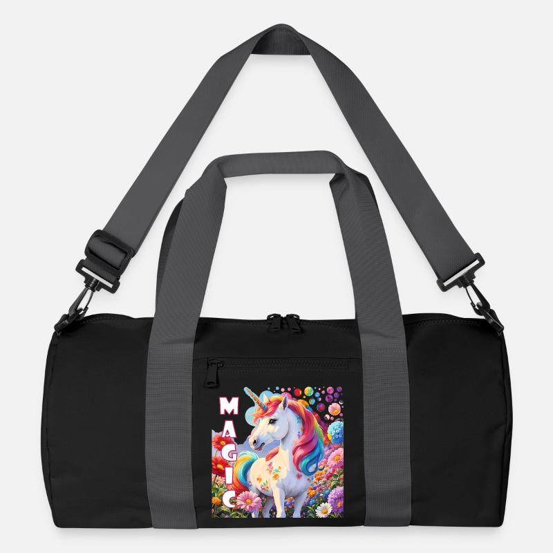 Zauberhaftes Einhorn in Regenbogenfarben Krafttier Recycelte Duffel Bag