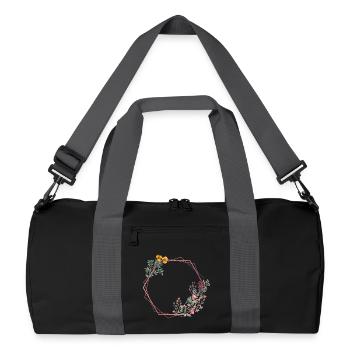 Hexagone à décor de fleurs - Sac de sport recyclé - noir/gris graphite - Devant