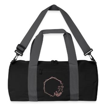 Hexagone rose dans un cadre double avec plante et fleur - Sac de sport recyclé - noir/gris graphite - Devant
