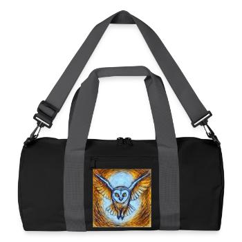 Glowing owl in flight - Recycled Duffel Bag - black/graphite grey - Front