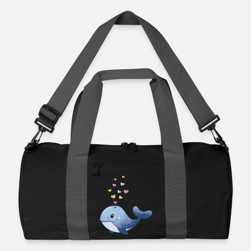 Whale with heart Recycled Duffel Bag