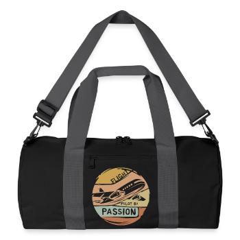 Logo d’avion vintage - Emblème du pilote par la passion - Sac de sport recyclé - noir/gris graphite - Devant