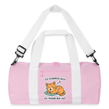 Snoring Cat — Funny Sleep Motif - Recycled Duffel Bag - pink/white - Front