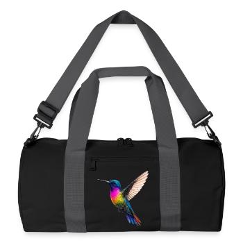 Vibrant Rainbow Hummingbird Design - Recycled Duffel Bag - black/graphite grey - Front