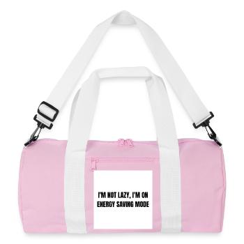 Energy-Saving Mode – Lazy Mode Activated - Recycled Duffel Bag - pink/white - Front