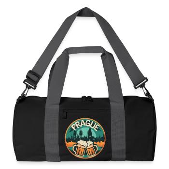 Prag Bier Skyline – Tschechien Souvenir Junggesell - Recycelte Duffel Bag - Schwarz/Graphitgrau - Vorne