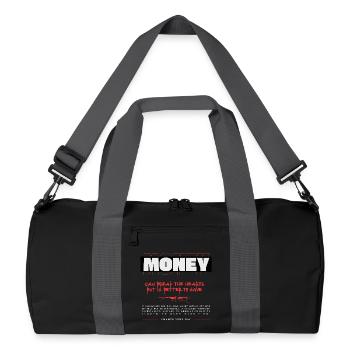 Chemise d’argent – Mieux vaut de l’argent que le mal d’amour - Sac de sport recyclé - noir/gris graphite - Devant