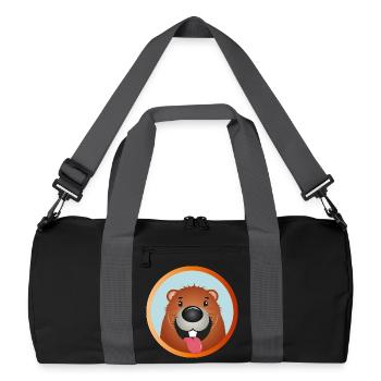 Vilain castor avec la langue qui sort - Sac de sport recyclé - noir/gris graphite - Devant