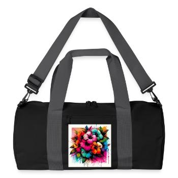 Fleurs d’hibiscus - Sac de sport recyclé - noir/gris graphite - Devant