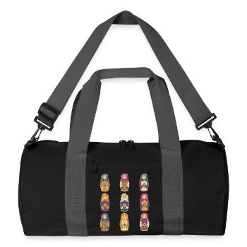 Motif de poupées matriochkas russes traditionnelles - Sac de sport recyclé - noir/gris graphite - Devant