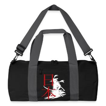 Martial arts design with samurai and lettering - Recycled Duffel Bag - black/graphite grey - Front
