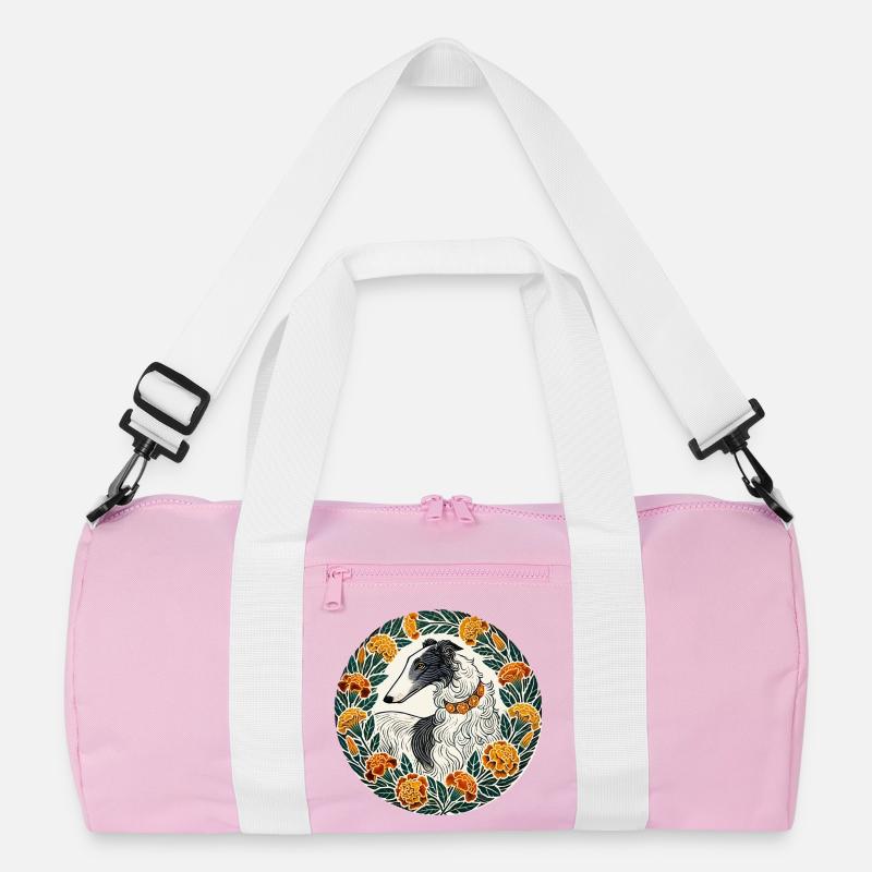 Eleganter Windhund mit Blumenkranz Recycelte Duffel Bag