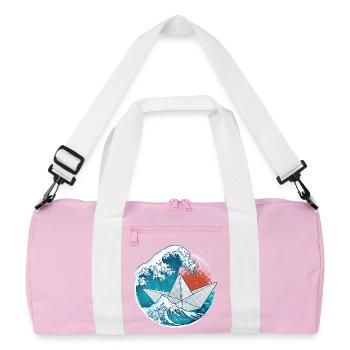 Paper boat in origami style - Recycled Duffel Bag - pink/white - Front