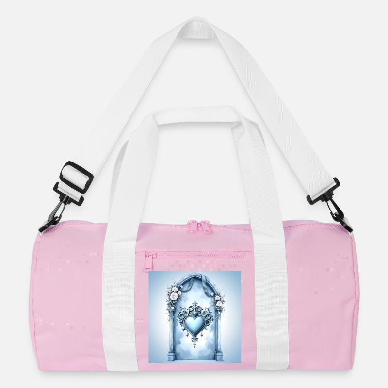 Decorative heart frame in blue baroque style Recycled Duffel Bag