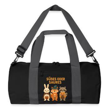 Süßes oder Saures - Waldtiere - Recycelte Duffel Bag - Schwarz/Graphitgrau - Vorne